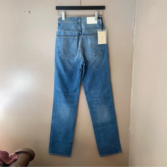 GRLFRND Sara jeans Super High Rise Slim Straight Rambla blue Revolve 25 new - Picture 11 of 15